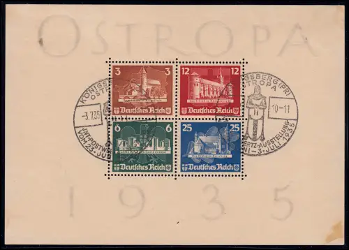 Block 3 OSTROPA - zwei passende Sonderstempel 3.7.35