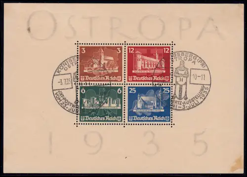 Block 3 OSTROPA - zwei passende Sonderstempel 3.7.35