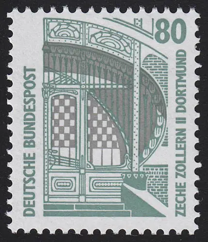 1342A v Sehenswürdigkeiten 80 Pf Zeche Dortmund, WEISSE Gummierung, **