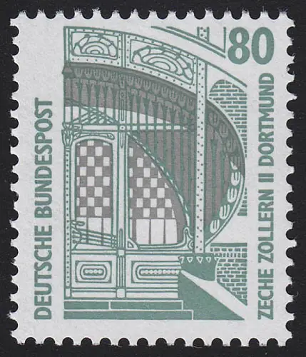 1342A v Sehenswürdigkeiten 80 Pf Zeche Dortmund, WEISSE Gummierung, **