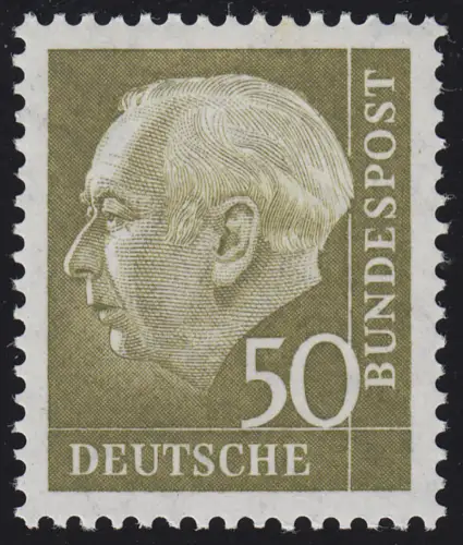 261xv Theodor Heuss 50 Pf, geriffelte Gummierung, postfrisch **