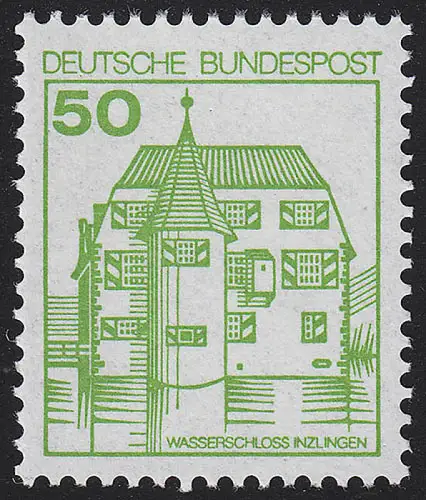1038AII Burgen und Schlösser 50 Pf Inzlingen, LETTERSET, postfrisch **