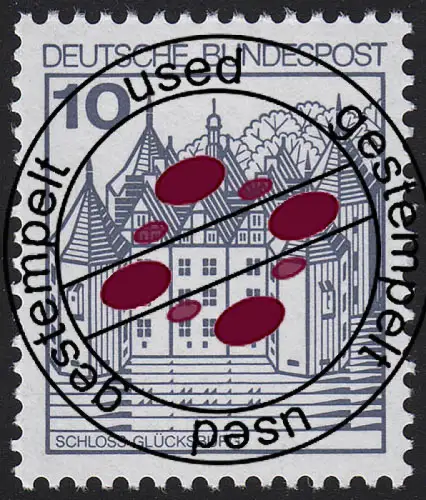 913AII Burgen und Schlösser 10 Pf Glücksburg LETTERSET, gestempelt O