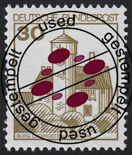 914AII Burgen und Schlösser 30 Pf Ludwigstein, LETTERSET, gestempelt O