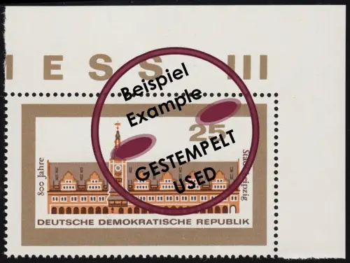 1127 800 Jahre Leipzig Altes Rathaus 25 Pf aus Block 24, gestempelt O