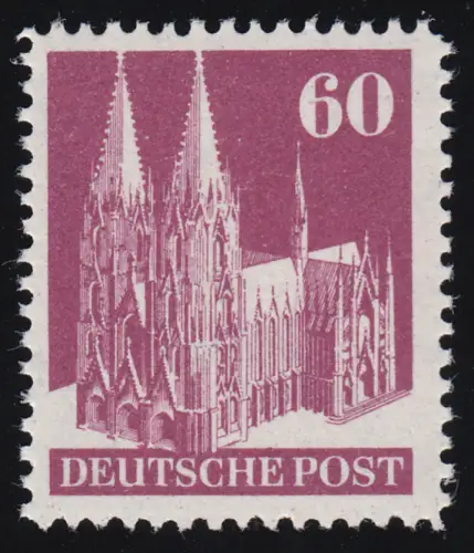 Bizone 93 I WG Bauten 60 Pf., braunlila, eng gezähnt **