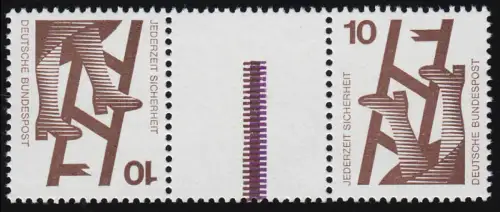 KZ9b.2 ZD Unfall 10-Z-10 Strichleisten braun/violett oben kurz, postfrisch **