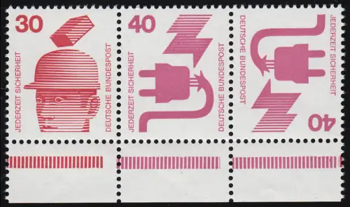 WK3 ZD Unfall 30-40-40 Pf. Unterrand, postfrisch **