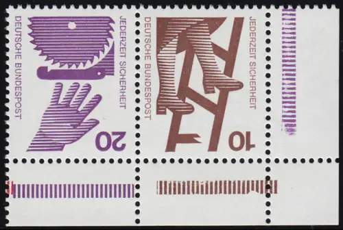 ER W38.4 ZD Unfall 10-20 Pf. Ecke unten rechts, postfrisch **