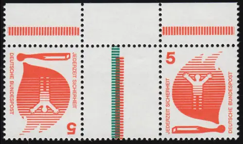 KZ10.2 ZD Unfall 5-Z-5 Strichleiste orange verkürzt, Oberrand, postfrisch **