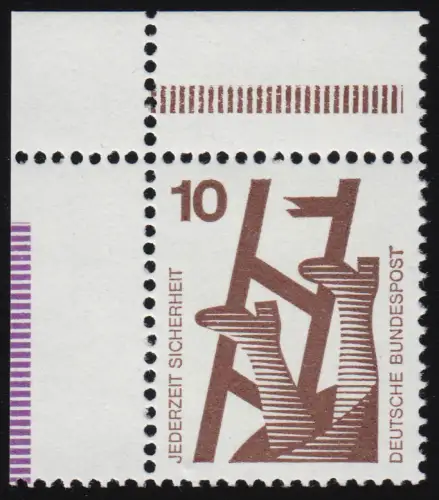 ER 18.1 Unfall 10 Pf. aus MHB 18 - Ecke oben links, postfrisch **