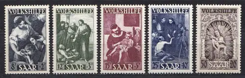 267-271 Volkshilfe 1949, 5 Werte komplett, Satz postfrisch **
