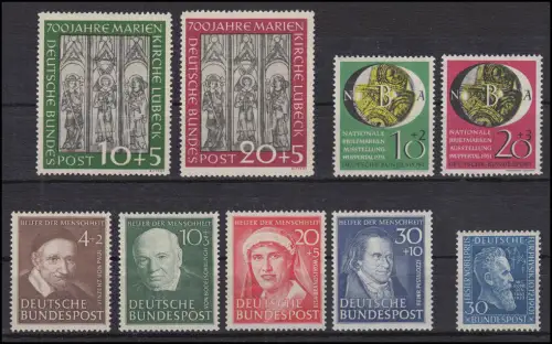 139-147 Bund-Jahrgang 1951 (OHNE Posthorn) komplett, sauber postfrisch **