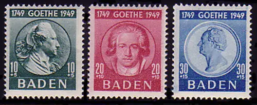 47-49 Baden Goethe 1949, Satz postfrisch **