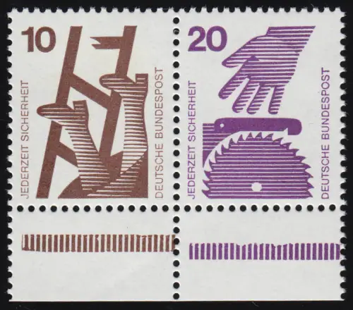 W38 ZD Unfall 10-20 Pf. Unterrand, postfrisch **