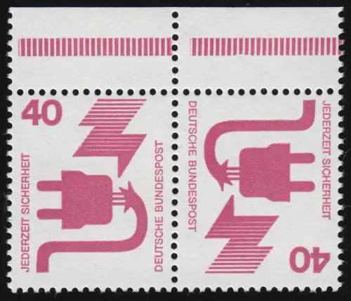 K12 ZD Unfall Kehrdruck 40 Pf. Rand, postfrisch **