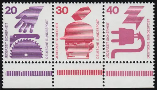 W41 ZD Unfall 20-30-40 Pf. Unterrand, postfrisch **