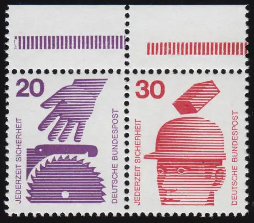 W40 ZD Unfall 20-30 Pf. Oberrand, postfrisch **