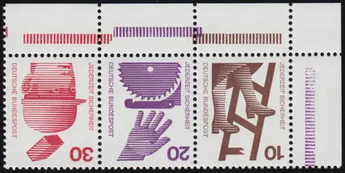 ER W39.2 ZD Unfall 10-20-30 Pf. Ecke oben rechts, postfrisch **