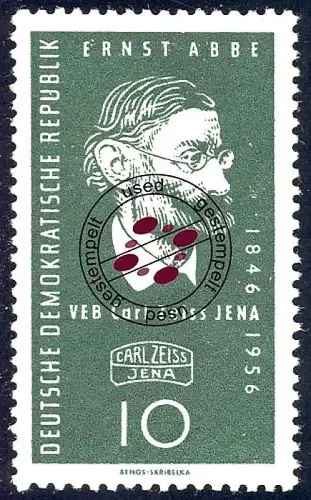 545 YII Carl-Zeiss-Werke Jena 10 Pf Ernst Abbe, Wz.2 YII, gestempelt O