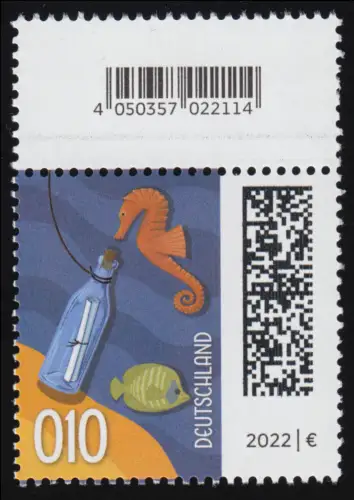 3723F Flaschenpost 10 Cent - Wertangabe 010, mit Codierfeld **