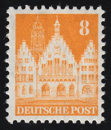 Bizone 78 WF Bauten 8 Pf., orangegelb, weit **