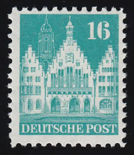 Bizone 83 WB Bauten 16 Pf., weit gezähnt, postfrisch **