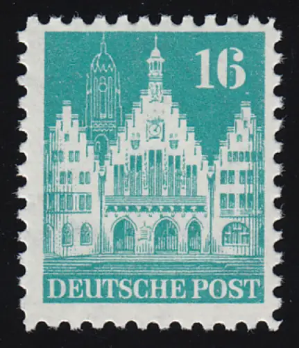 Bizone 83 WB Bauten 16 Pf., weit gezähnt, postfrisch **