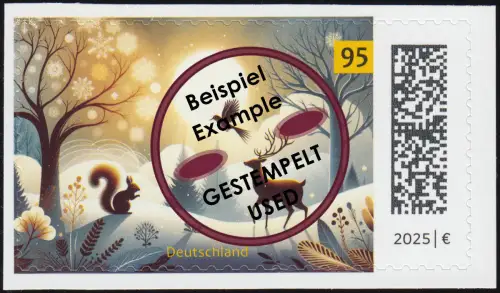 3937 Weihnachten 2025 - Winterlandschaft, SELBSTKLEBEND, gestempelt O