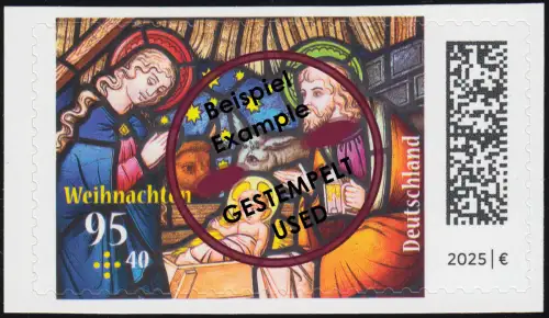 3936 Weihnachten 2025 - Kirchenfenster, SELBSTKLEBEND, gestempelt O
