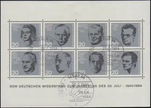 Block 3 Attentat 20.Juli 44 - ESSt BERLIN 20.7.64, Befund Schlegel BPP - Selten!