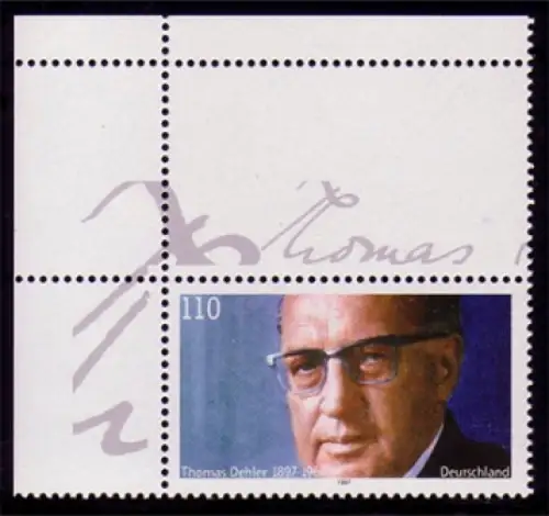 1963L Dehler Ecke oben links + Leerfeld oben, breiter Rand, postfrisch **