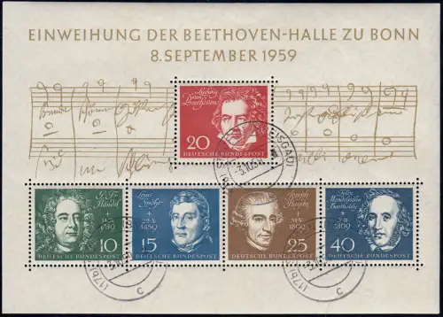 Block 2 Beethovenhalle Tagesstempel O STAUFEN Breisgau 3.10.50