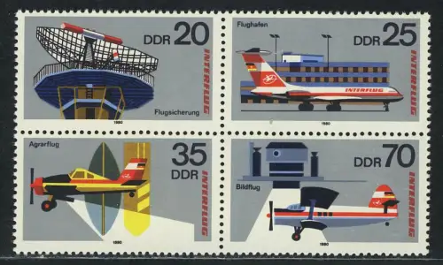 2516-2519 INTERFLUG-Viererblock 1980, postfrisch **