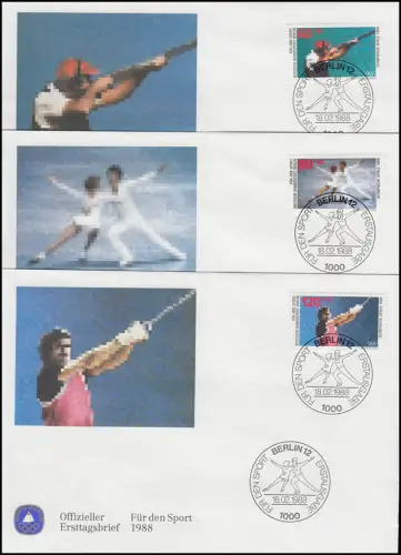 801-803 Olympia Calgary und Seoul 1988: Sporthilfe-FDC ESSt Berlin 18.2.88