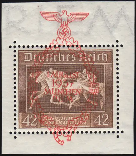 649 aus Block 10 Das Braune Band 1937, postfrische ** Marke, signiert