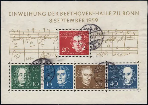 Block 2 Beethovenhalle Tagesstempel O BERLIN W - 15.10.1959