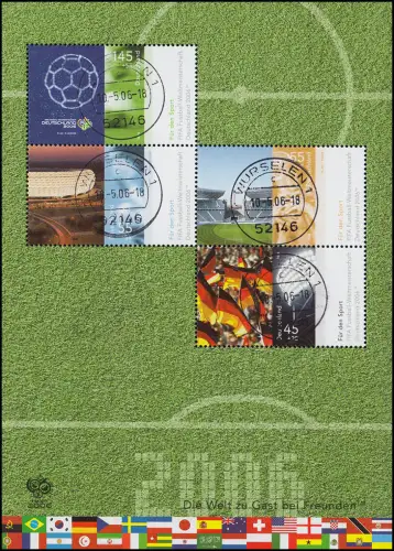 Block 67 Fußball-WM Deutschland 2006 - zentrische Tages-O auf jeder Marke