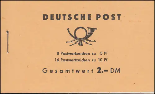 MH 4a1 Ulbricht, kleine Mängel (Vorderseite fleckig, Haftpunkt 1. Heftchenblatt)