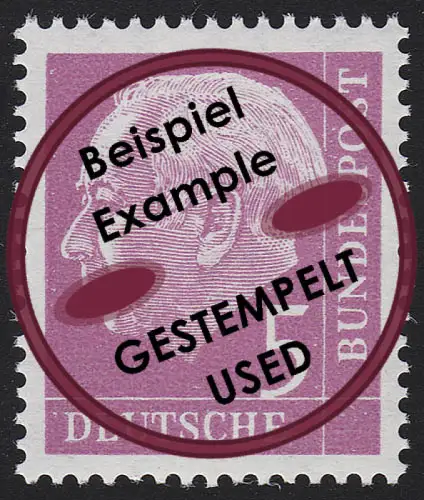 179x YwII Heuss 5 Pf, Type II, gestempelt O