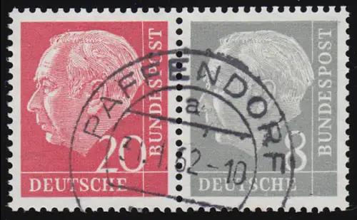 182 YII Heuss 8 Pf liegendes Wasserzeichen, Type II gestempelt O geprüft