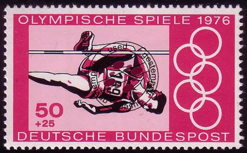 887 Olympia Montreal 50+25 Pf Hochsprung, gestempelt O
