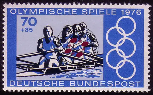 889 Montreal 70+35 Pf Rudern aus Block, gestempelt O