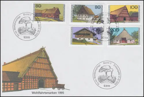Wohlfahrt 1995 - Bauernhäuser, FDC ESST Bonn