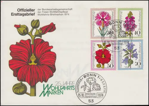 Wohlfahrt 1974 - Blumen, FDC ESST Bonn