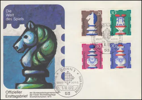 Wohlfahrt 1972 - Schachfiguren, FDC ESST Bonn