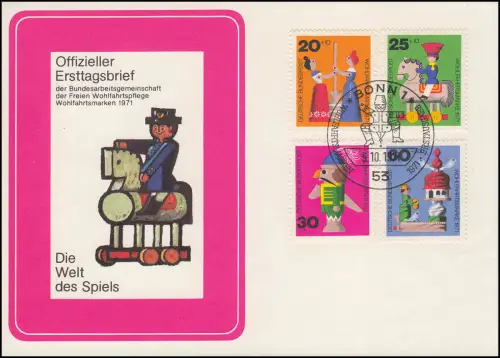 Wohlfahrt 1971 - Die Welt des Spiels Holzspielzeug, FDC ESST Bonn