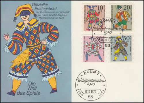 Wohlfahrt 1970 - Die Welt des Spiels Marionetten, FDC ESST Bonn