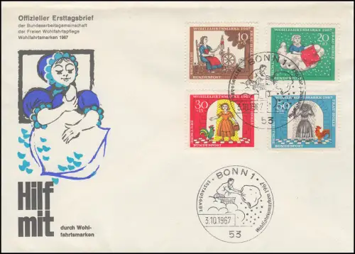 Wohlfahrt 1967 - Märchen Frau Holle, FDC ESST Bonn