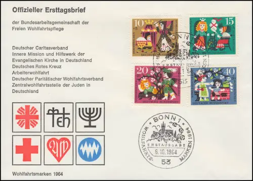 Wohlfahrt 1964 - Märchen Dornröschen, FDC ESST Bonn